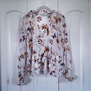 Abercrombie & Fitch Semi Sheer Floral Butterfly Top